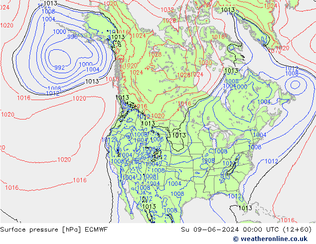 ciśnienie ECMWF nie. 09.06.2024 00 UTC