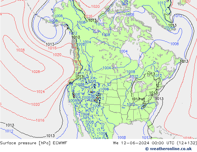 Luchtdruk (Grond) ECMWF wo 12.06.2024 00 UTC