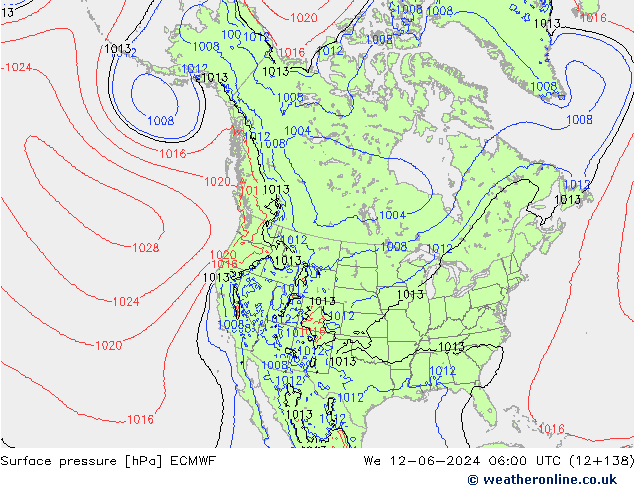 Yer basıncı ECMWF Çar 12.06.2024 06 UTC