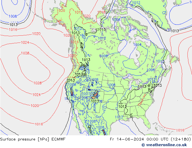 Surface pressure ECMWF Fr 14.06.2024 00 UTC