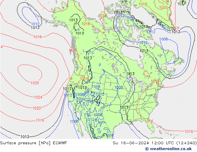 Bodendruck ECMWF So 16.06.2024 12 UTC