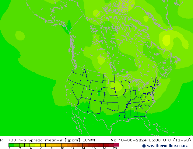 RH 700 hPa Spread ECMWF Mo 10.06.2024 06 UTC