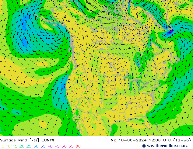 Surface wind ECMWF Po 10.06.2024 12 UTC