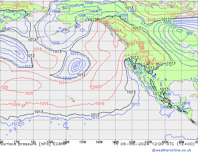 Surface pressure ECMWF Th 06.06.2024 12 UTC