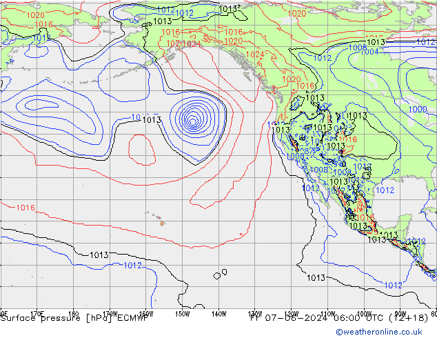 Luchtdruk (Grond) ECMWF vr 07.06.2024 06 UTC