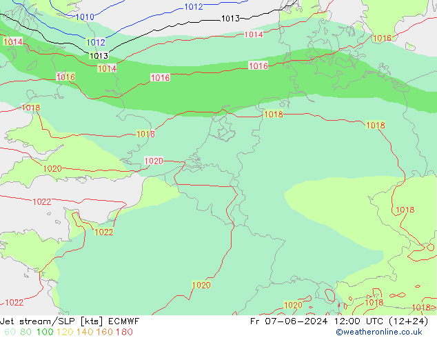 Jet stream/SLP ECMWF Fr 07.06.2024 12 UTC