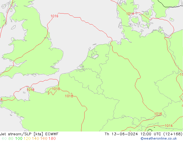 Polarjet/Bodendruck ECMWF Do 13.06.2024 12 UTC