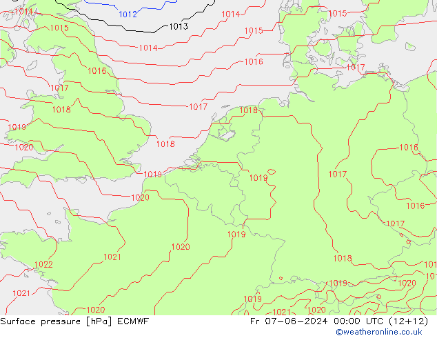 Bodendruck ECMWF Fr 07.06.2024 00 UTC