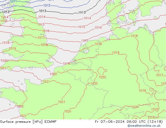 Yer basıncı ECMWF Cu 07.06.2024 06 UTC