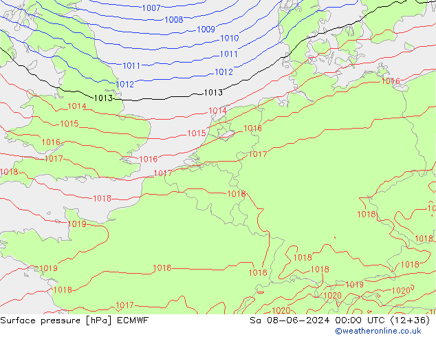 Bodendruck ECMWF Sa 08.06.2024 00 UTC