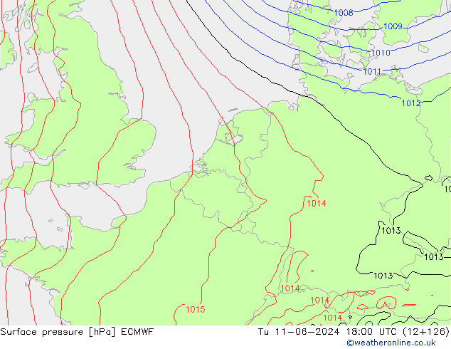 pressão do solo ECMWF Ter 11.06.2024 18 UTC