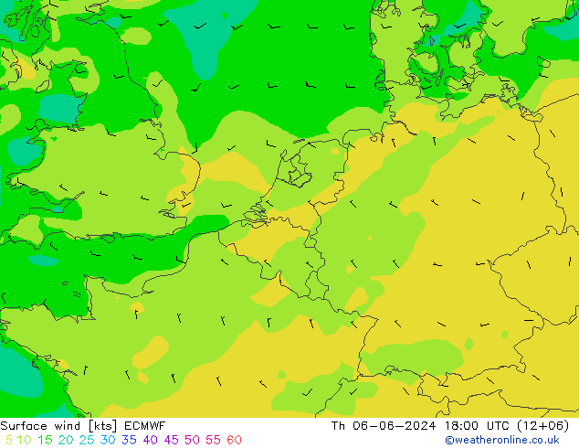 Bodenwind ECMWF Do 06.06.2024 18 UTC