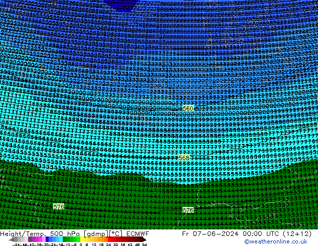 Height/Temp. 500 hPa ECMWF Fr 07.06.2024 00 UTC