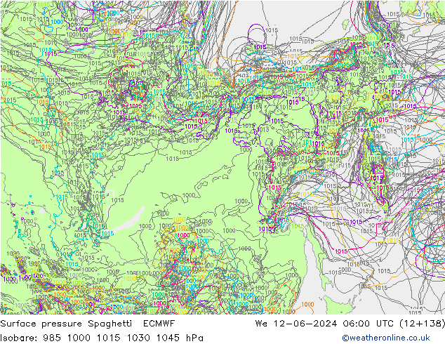 приземное давление Spaghetti ECMWF ср 12.06.2024 06 UTC