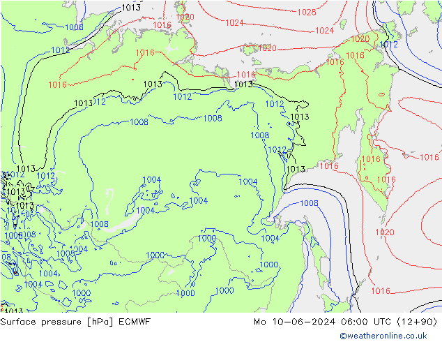 Yer basıncı ECMWF Pzt 10.06.2024 06 UTC