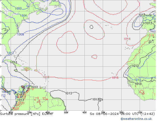 Surface pressure ECMWF Sa 08.06.2024 06 UTC