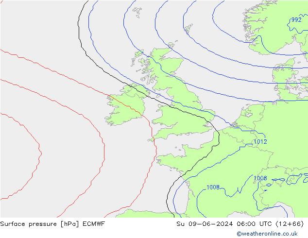 Surface pressure ECMWF Su 09.06.2024 06 UTC