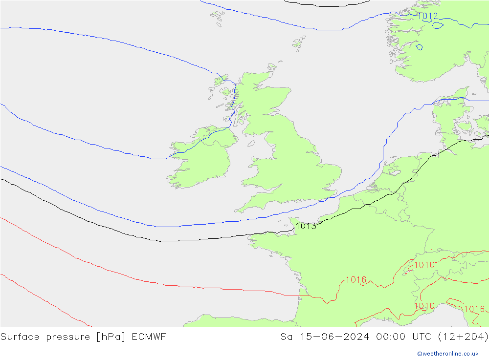 Pressione al suolo ECMWF sab 15.06.2024 00 UTC