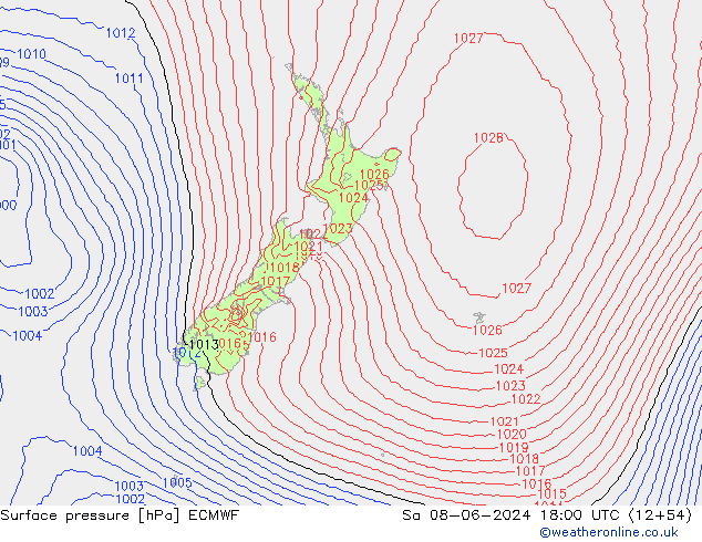 pressão do solo ECMWF Sáb 08.06.2024 18 UTC