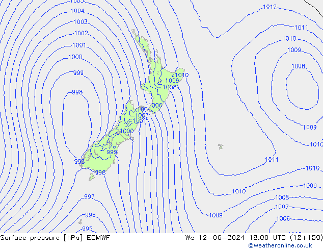 Luchtdruk (Grond) ECMWF wo 12.06.2024 18 UTC