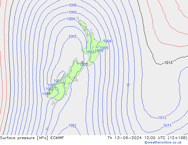 ciśnienie ECMWF czw. 13.06.2024 12 UTC