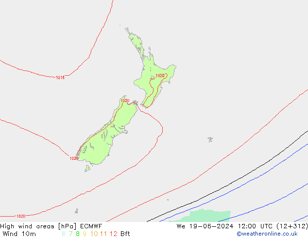 High wind areas ECMWF St 19.06.2024 12 UTC