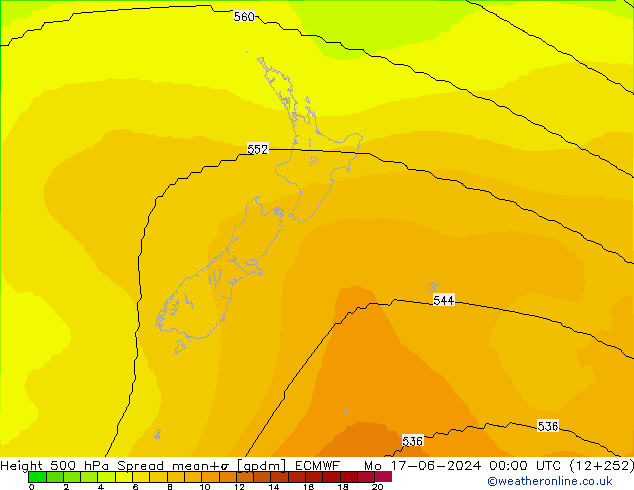 Height 500 hPa Spread ECMWF Seg 17.06.2024 00 UTC