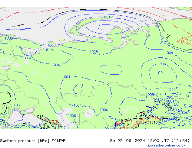 Pressione al suolo ECMWF sab 08.06.2024 18 UTC