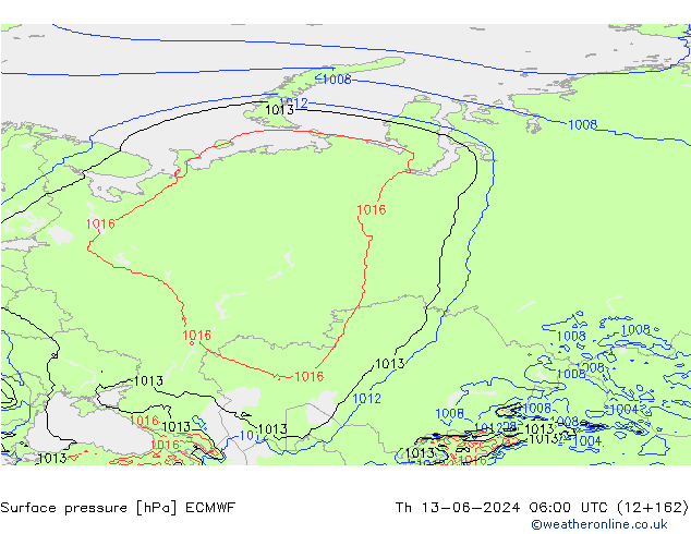 Yer basıncı ECMWF Per 13.06.2024 06 UTC