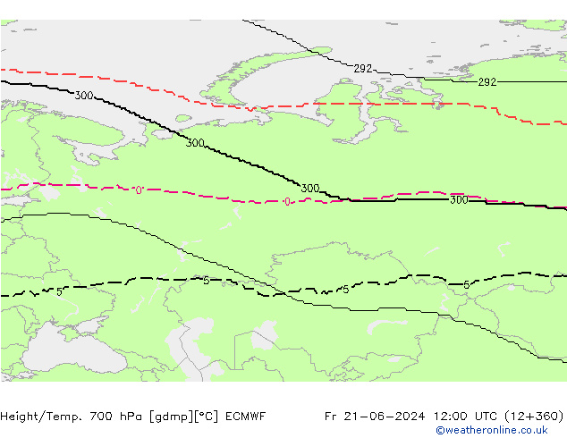 Height/Temp. 700 hPa ECMWF  21.06.2024 12 UTC