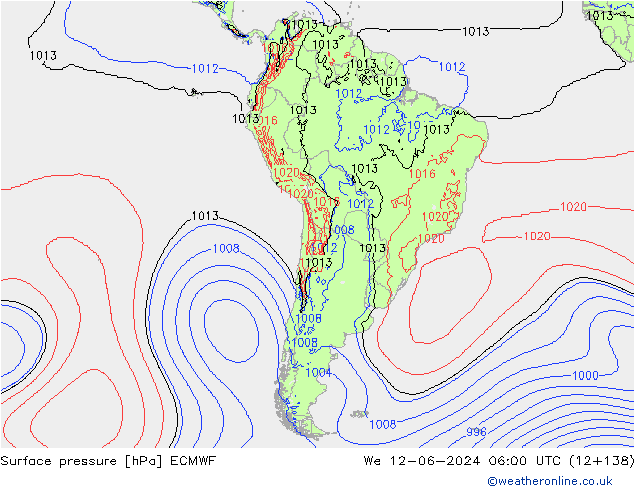 pression de l'air ECMWF mer 12.06.2024 06 UTC