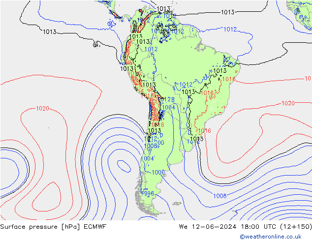 Yer basıncı ECMWF Çar 12.06.2024 18 UTC