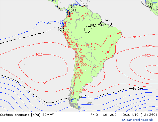 pressão do solo ECMWF Sex 21.06.2024 12 UTC