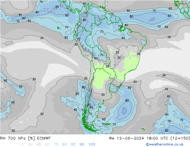 700 hPa Nispi Nem ECMWF Çar 12.06.2024 18 UTC