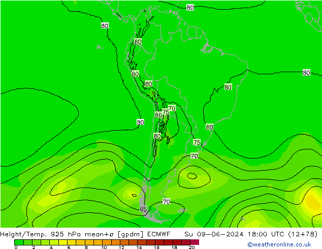 Height/Temp. 925 hPa ECMWF Ne 09.06.2024 18 UTC