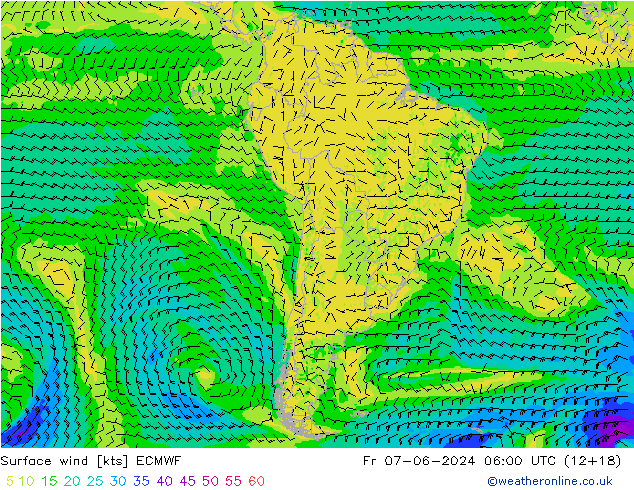 Bodenwind ECMWF Fr 07.06.2024 06 UTC