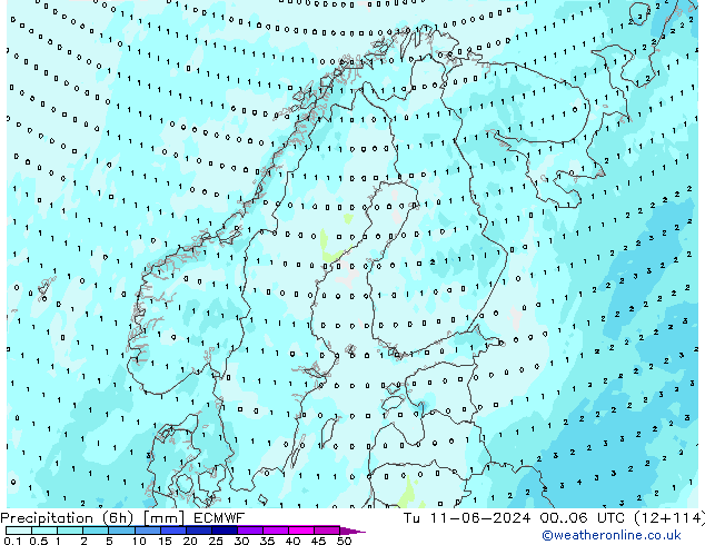 Yağış (6h) ECMWF Sa 11.06.2024 06 UTC