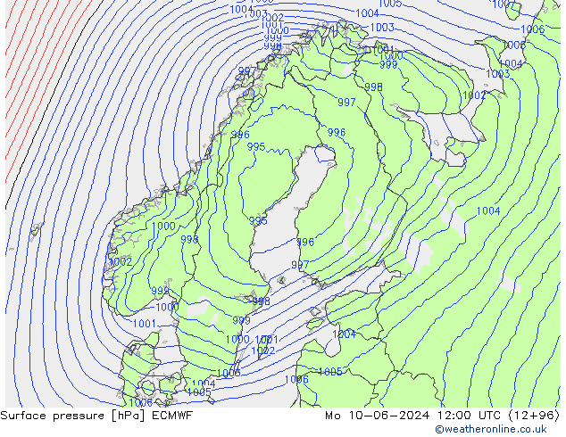 pression de l'air ECMWF lun 10.06.2024 12 UTC