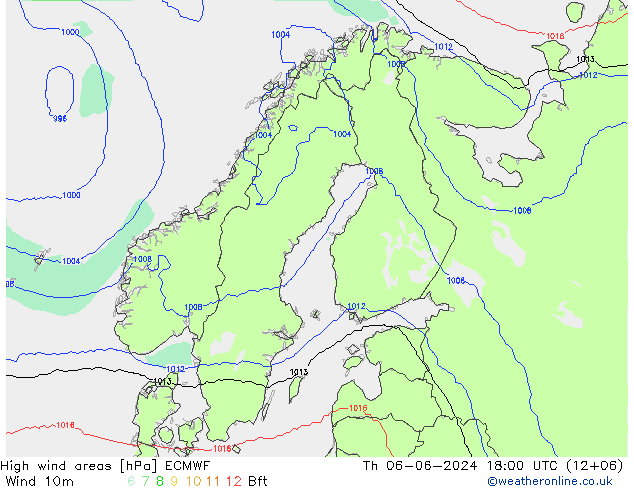 High wind areas ECMWF  06.06.2024 18 UTC