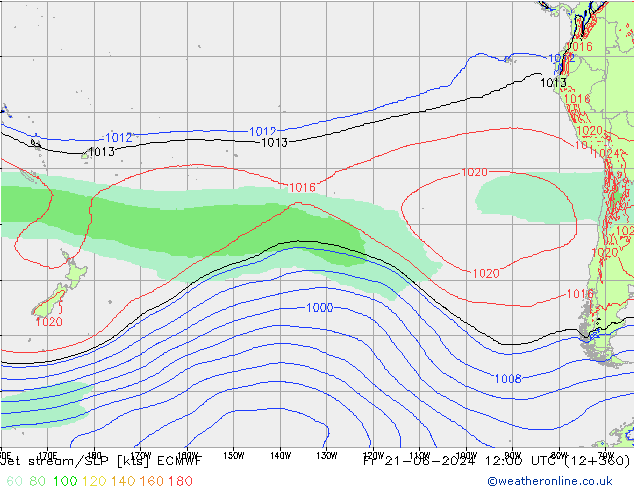 Corrente a getto ECMWF ven 21.06.2024 12 UTC