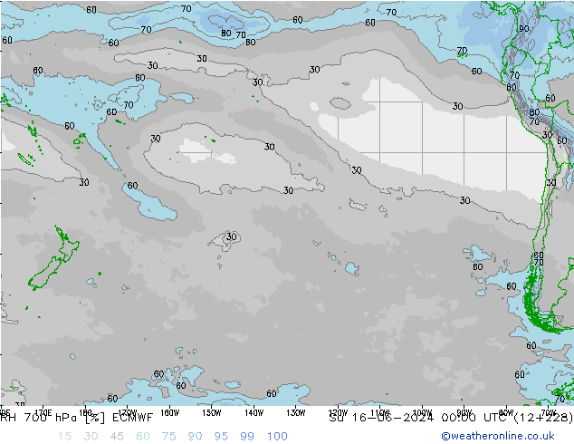 Humidité rel. 700 hPa ECMWF dim 16.06.2024 00 UTC