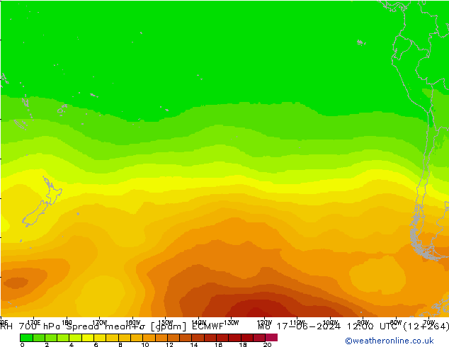 Humedad rel. 700hPa Spread ECMWF lun 17.06.2024 12 UTC