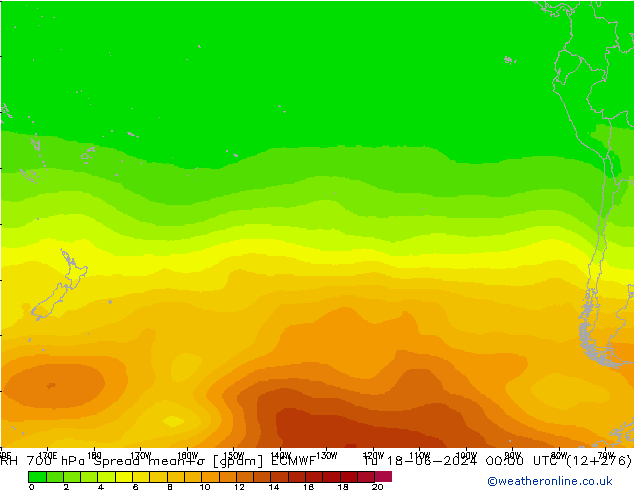 RH 700 hPa Spread ECMWF Tu 18.06.2024 00 UTC