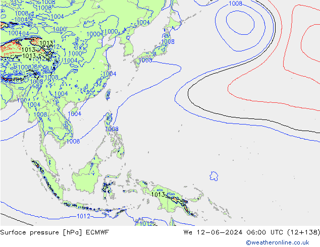 Yer basıncı ECMWF Çar 12.06.2024 06 UTC