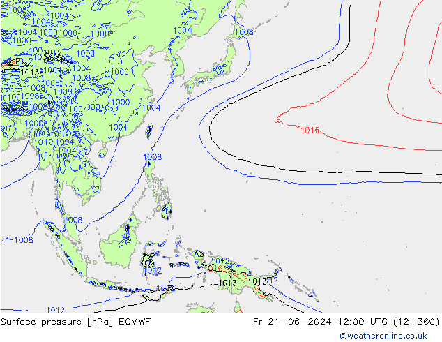 pressão do solo ECMWF Sex 21.06.2024 12 UTC