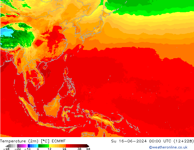 température (2m) ECMWF dim 16.06.2024 00 UTC