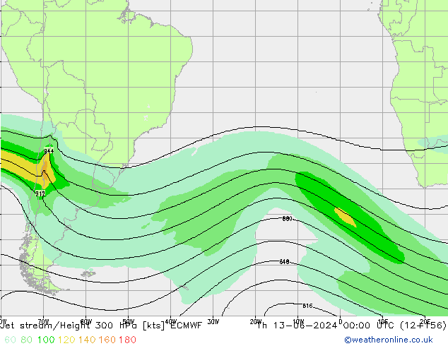 Jet stream/Height 300 hPa ECMWF Th 13.06.2024 00 UTC