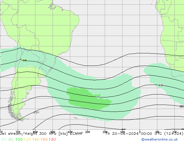 Jet stream/Height 300 hPa ECMWF Čt 20.06.2024 00 UTC