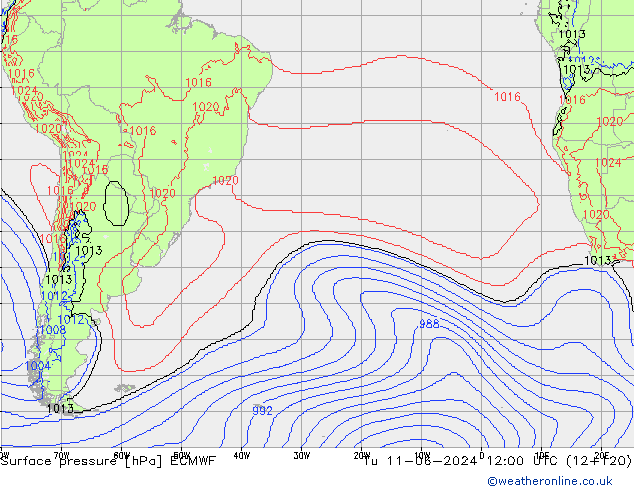Pressione al suolo ECMWF mar 11.06.2024 12 UTC