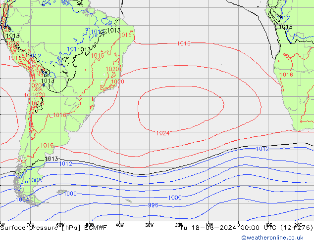 Pressione al suolo ECMWF mar 18.06.2024 00 UTC